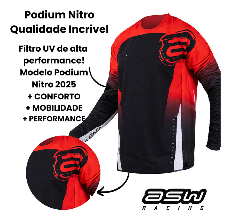 Conjunto Roupa Asw Podium Nitro 25 Motocross Trilha Enduro