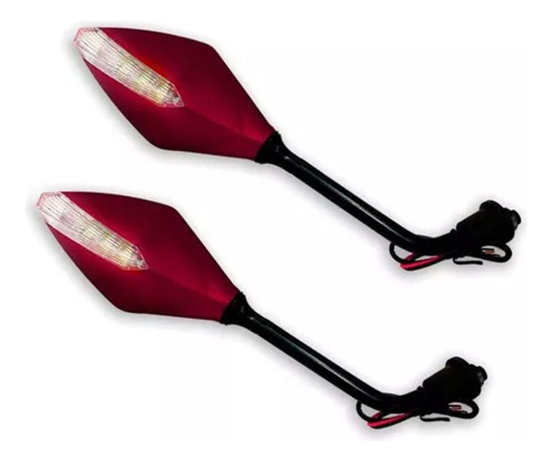 Retrovisor Esportivo Pisca Light Vermelho Honda Pop 110 I 18