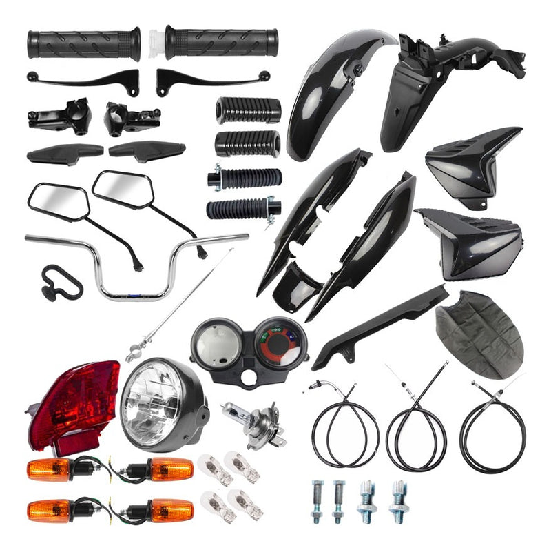 Kit Carenagem + Kit Farol Pisca Cg 125 Fan 2009 Ate 13 Preto