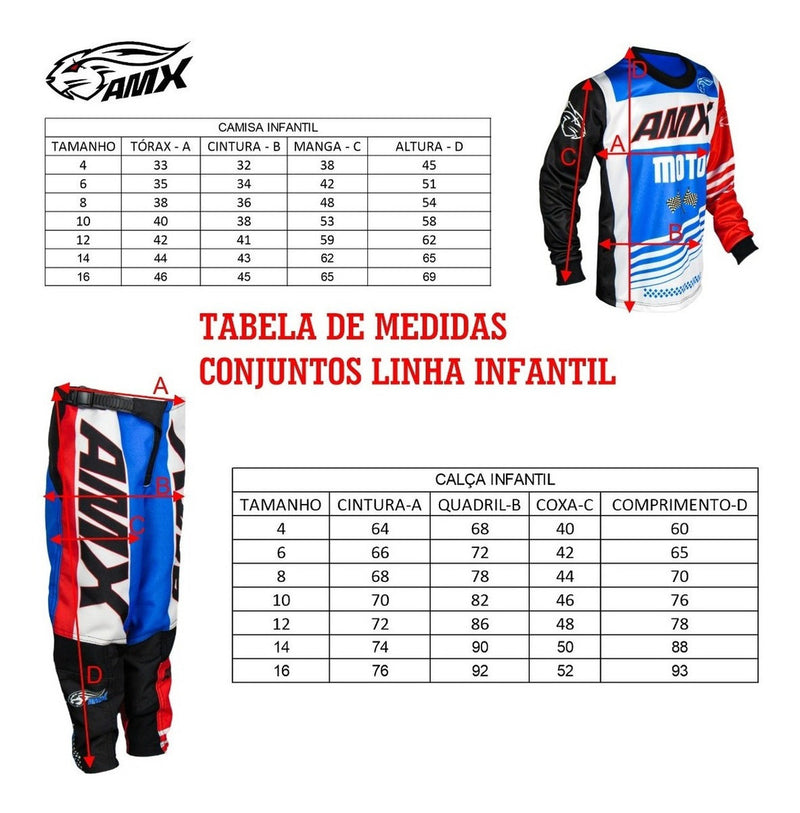 Roupa Motocross Conjunto Infantil Trilha Amx Off-road Cross