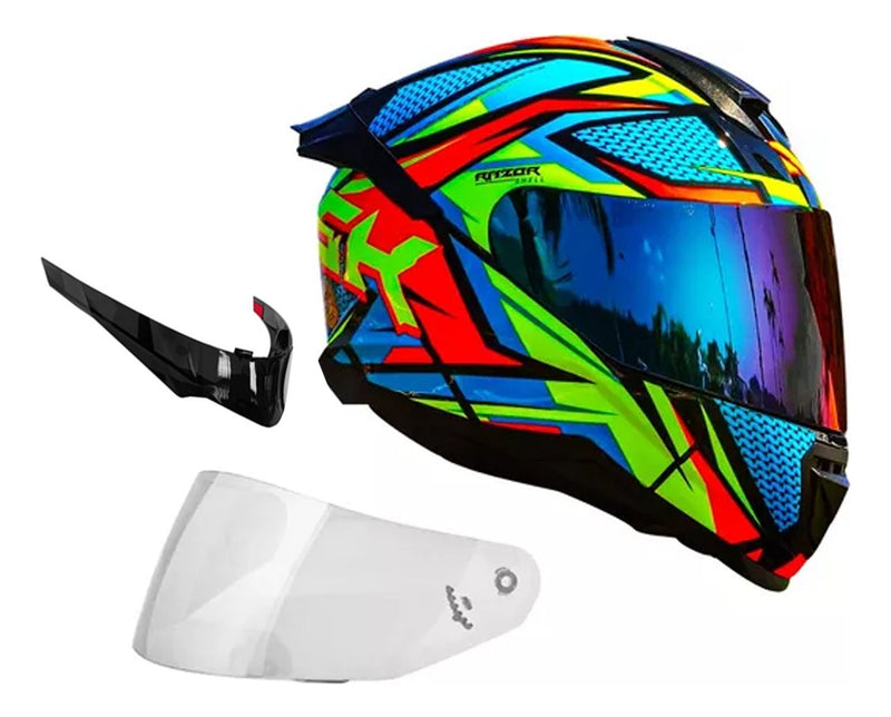 Capacete Moto Norisk Razor + Aerofólio Fumê + Vis Camaleão