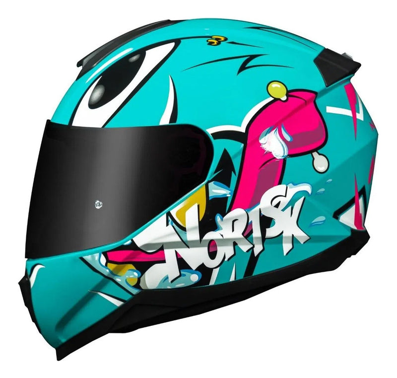 Capacete Feminino Fechado Norisk Ff802 Razor Mad Exclusivo