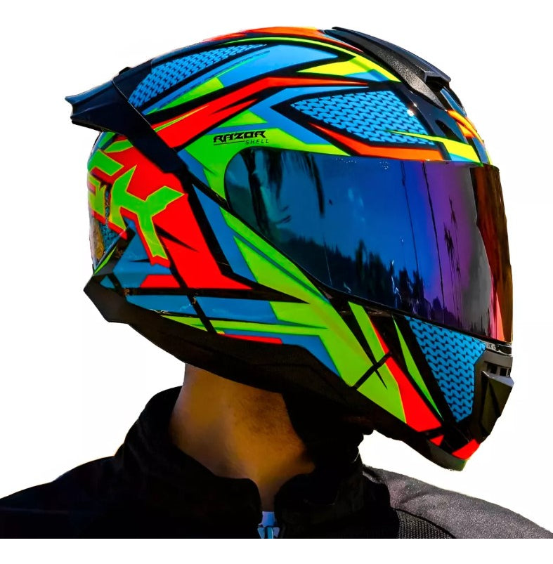 Capacete Moto Norisk Razor + Aerofólio Fumê + Vis Camaleão