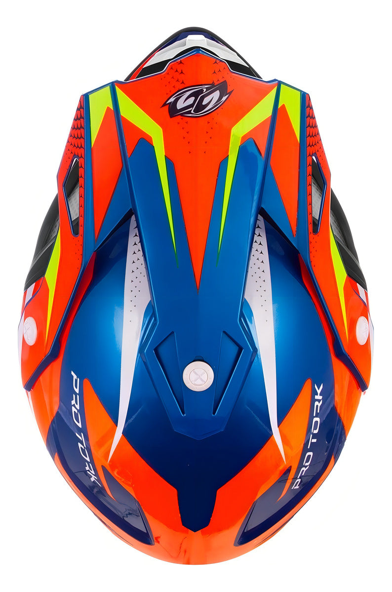 Capacete De Trilha Cross Fast Fantasy Enduro Pro Tork Cor Azul-laranja Tamanho do capacete 56