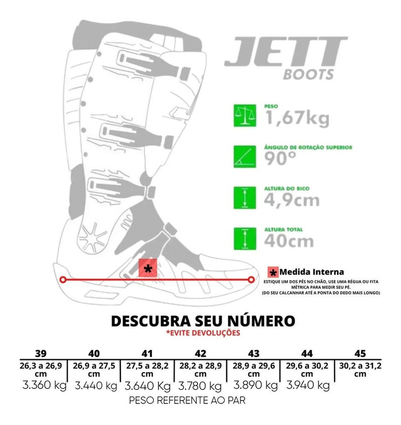 Bota Articulada Motocross Enduro Trilha Jett Lite Preta