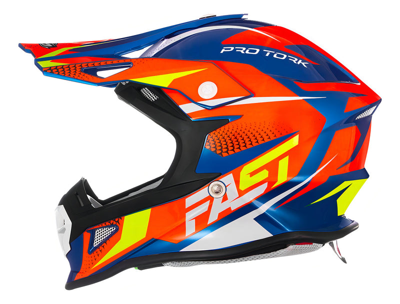 Capacete De Trilha Cross Fast Fantasy Enduro Pro Tork Cor Azul-laranja Tamanho do capacete 56