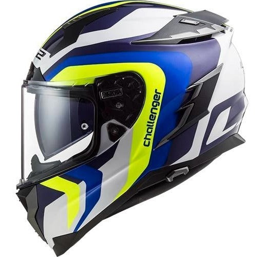 Capacete Ls2 Challenger Ff327 Galactic Branco/amar/azul