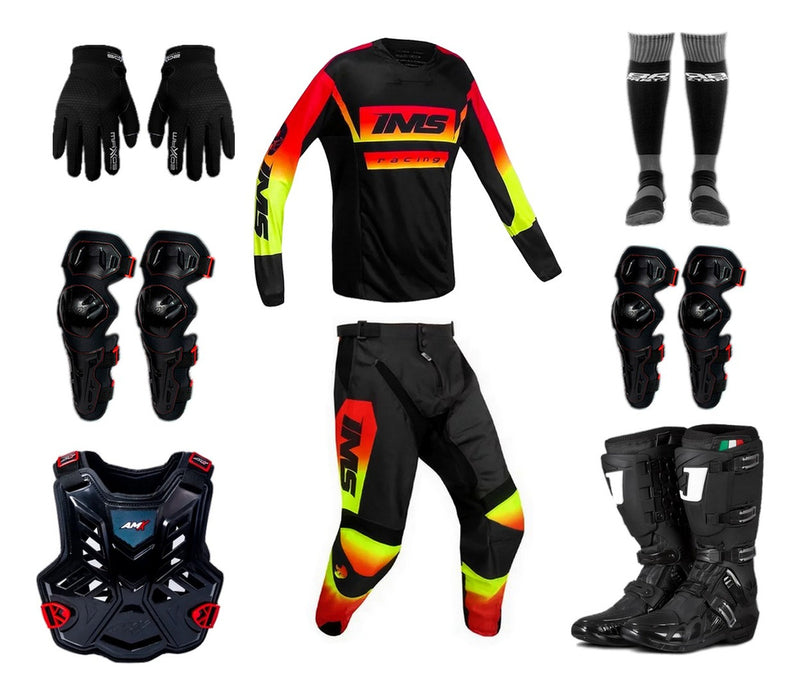 Kit Equipamento Asw Ims 19 Preto 8 Itens Trilha Motocross