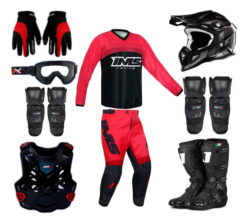 Kit Equipamento Completo Trilha Motocross Ims Flex Vermelho