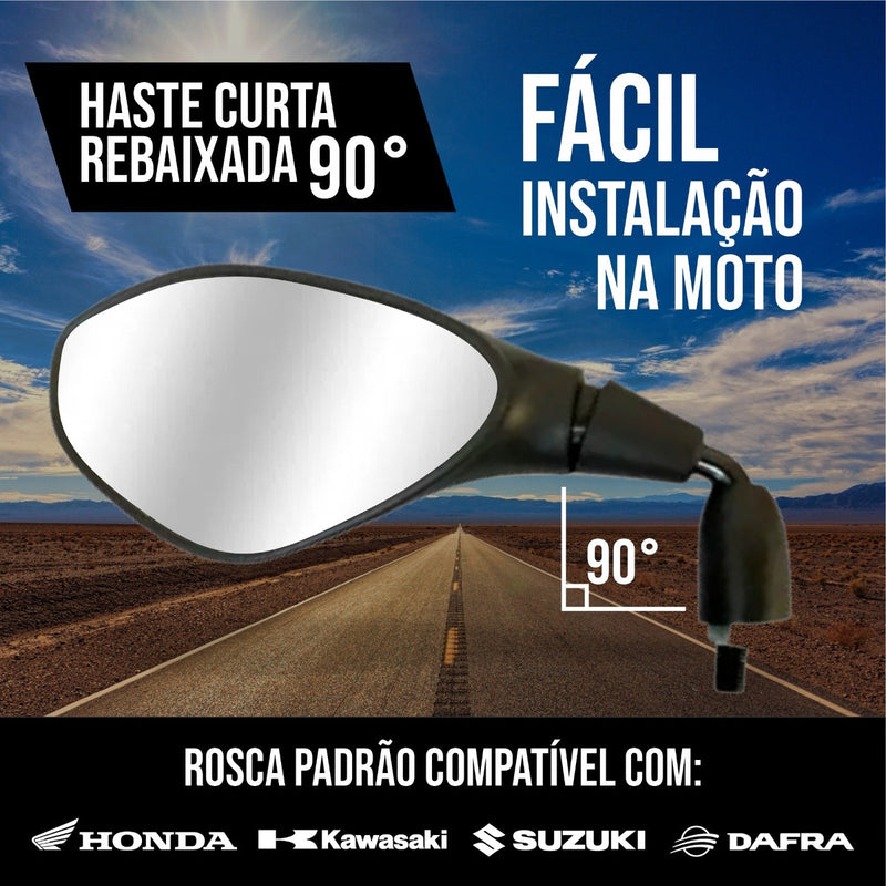 Retrovisor Bmw F800 Rebaixado 90° Honda Lente Convexo Prata