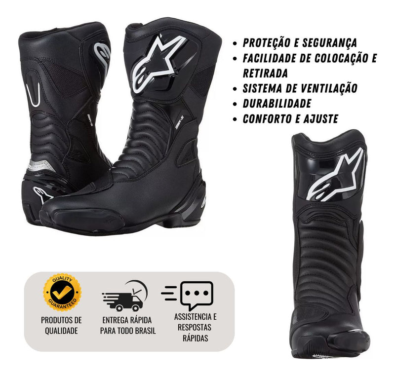 Bota Alpinestars Smx S Preta Motociclismo Esportivo