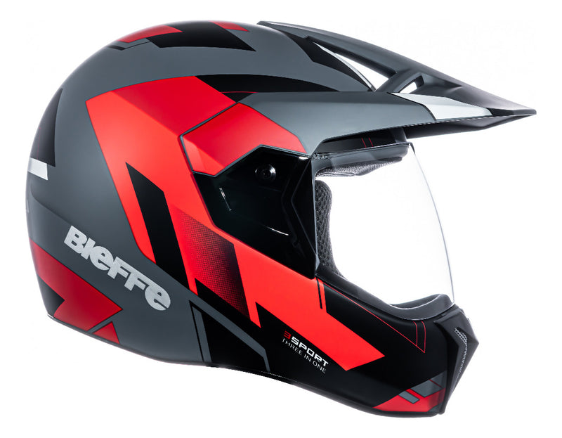 Capacete Bieffe 3 Sport React Vermelho/cinza-fosco Novo