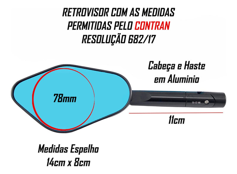 Retrovisor Espelho Esportivo  Ybr Factor Fazer Lander Tenere