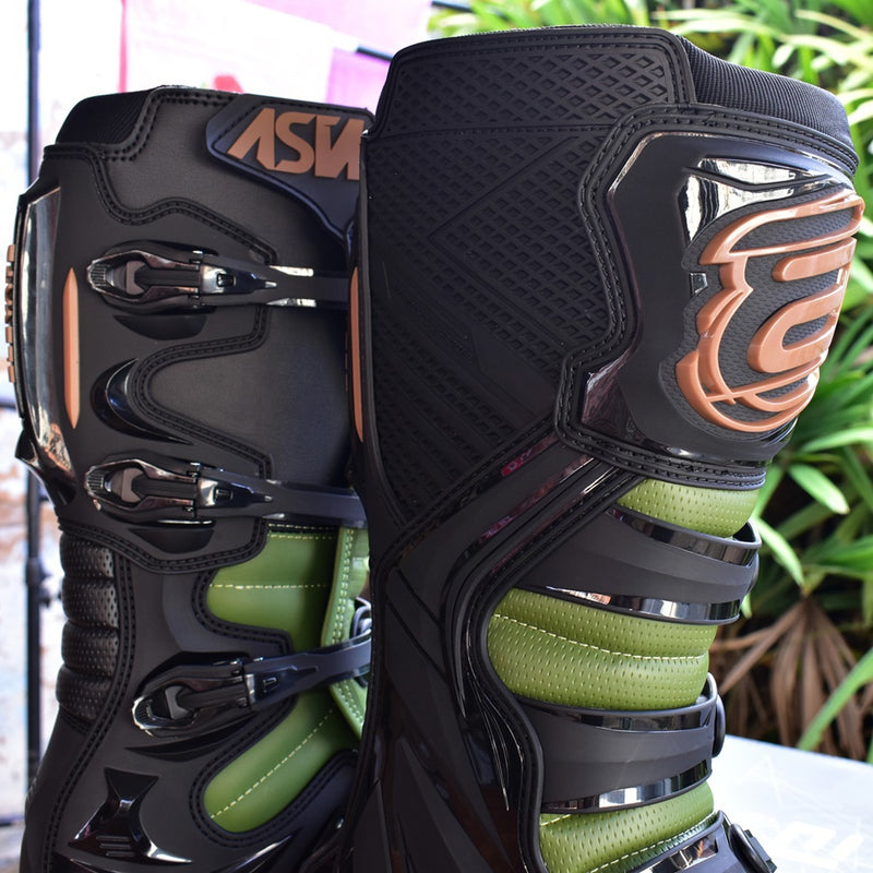 Bota Asw Elevate Enduro Preto Verde Cross Motocross Trilha