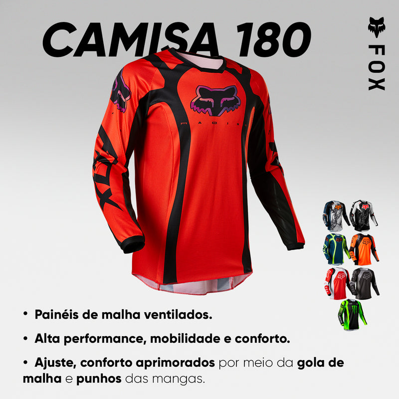 Camisa Motocross Trilha Fox 180 Monster Preto - Fox Racing