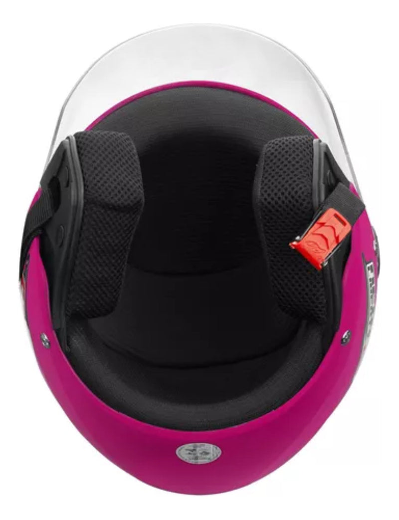 Capacete Moto Aberto New Liberty 3 Three Rosa Brilhante