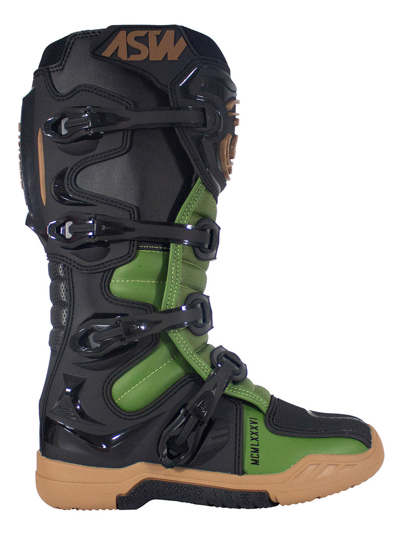 Bota Asw Elevate Enduro Preto Verde Cross Motocross Trilha