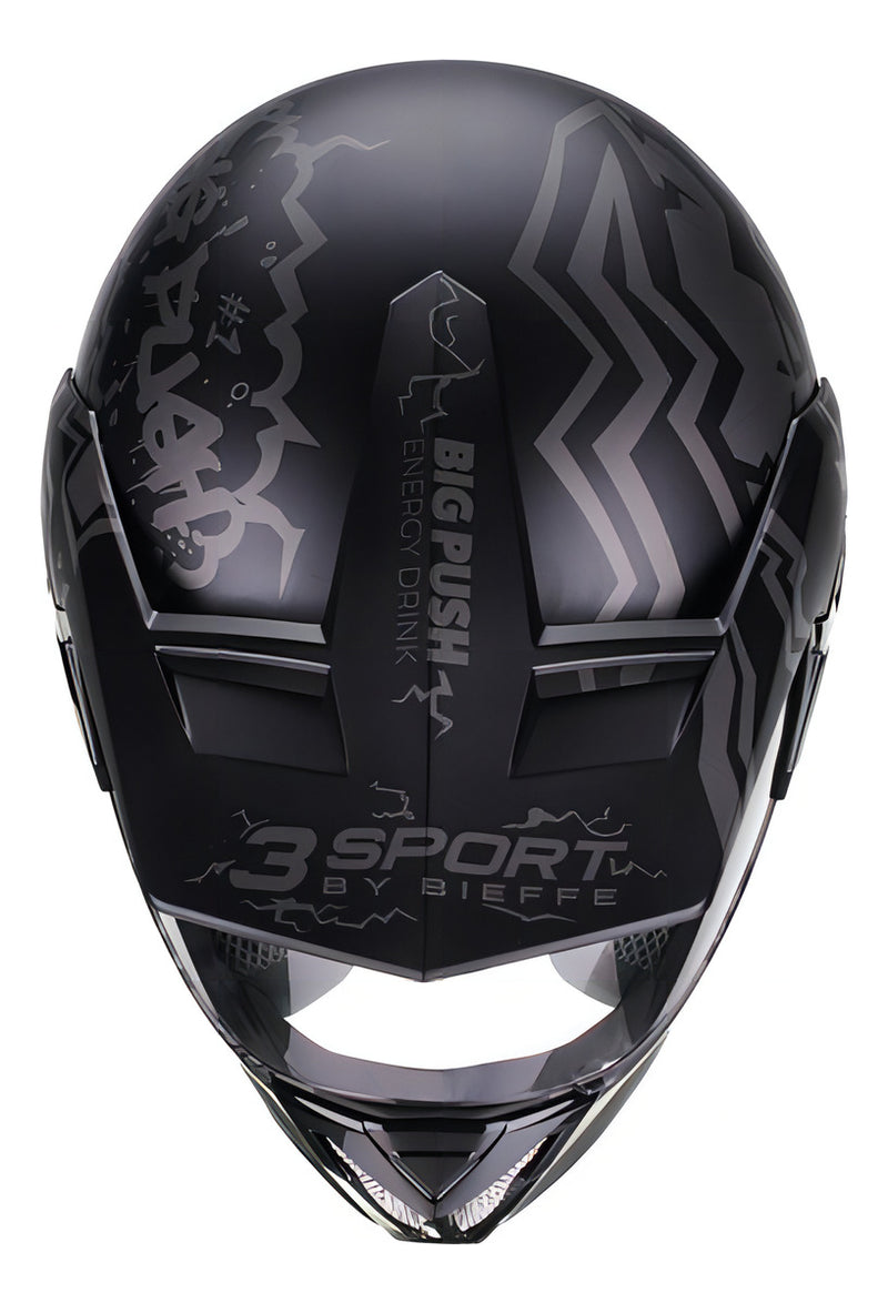 Capacete Bieffe 3 Sport Big Push Preto Fosco Grafite Tamanho do capacete 56