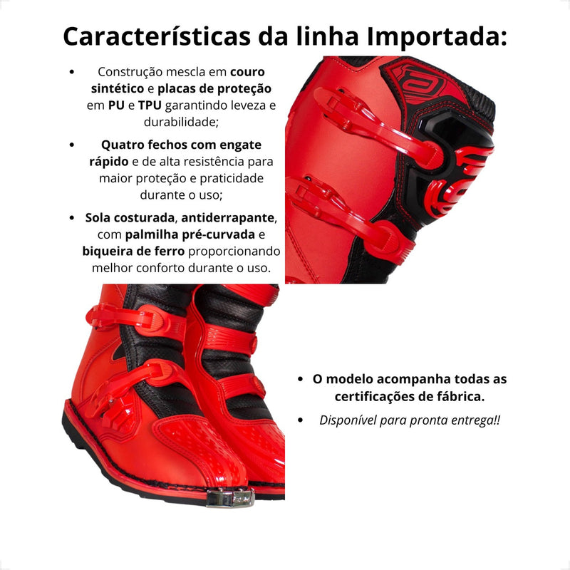 Bota Asw Importada Cores Cross Offroad Trilha Promoção