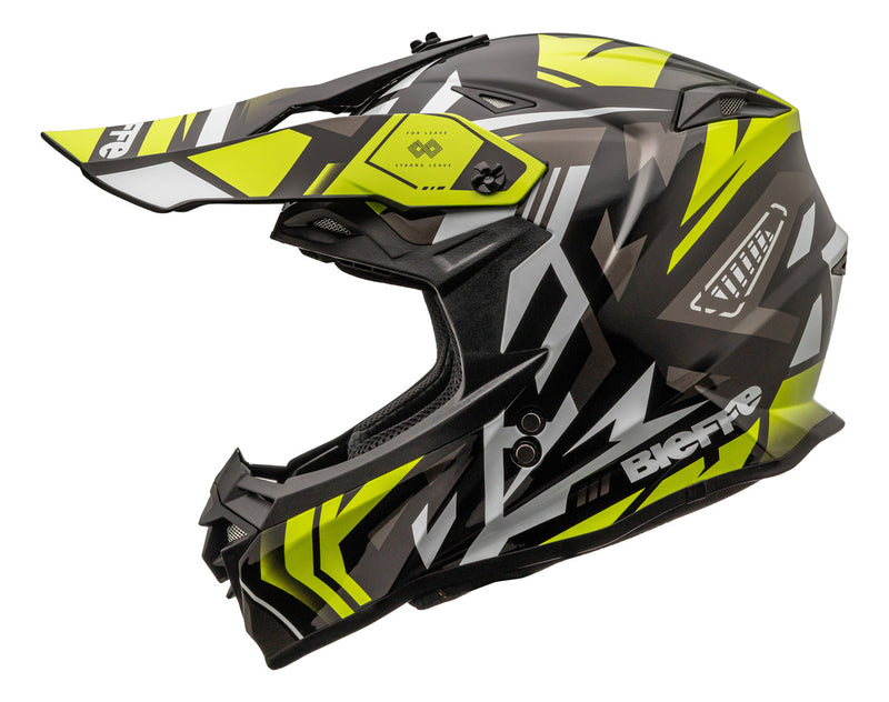 Capacete Motocross Bieffe B-cr Jump Preto Amarelo Limão