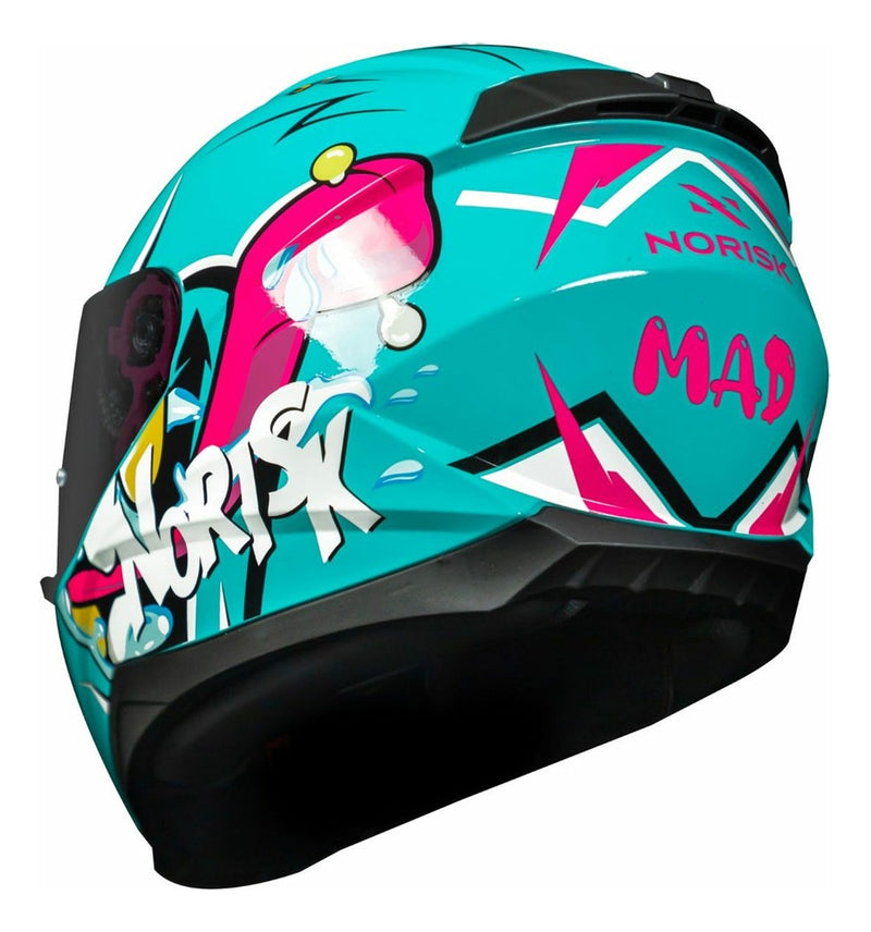 Capacete Feminino Fechado Norisk Ff802 Razor Mad Exclusivo