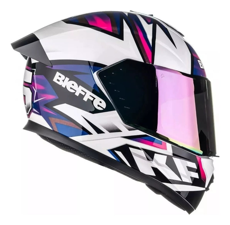 Capacete Bieffe B-12 Kf Branco Perolado Roxo