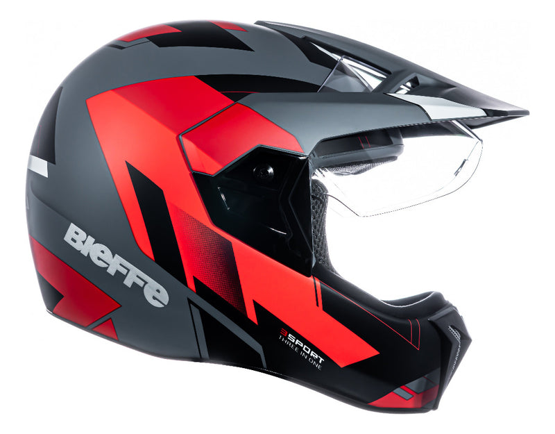 Capacete Bieffe 3 Sport React Vermelho/cinza-fosco Novo