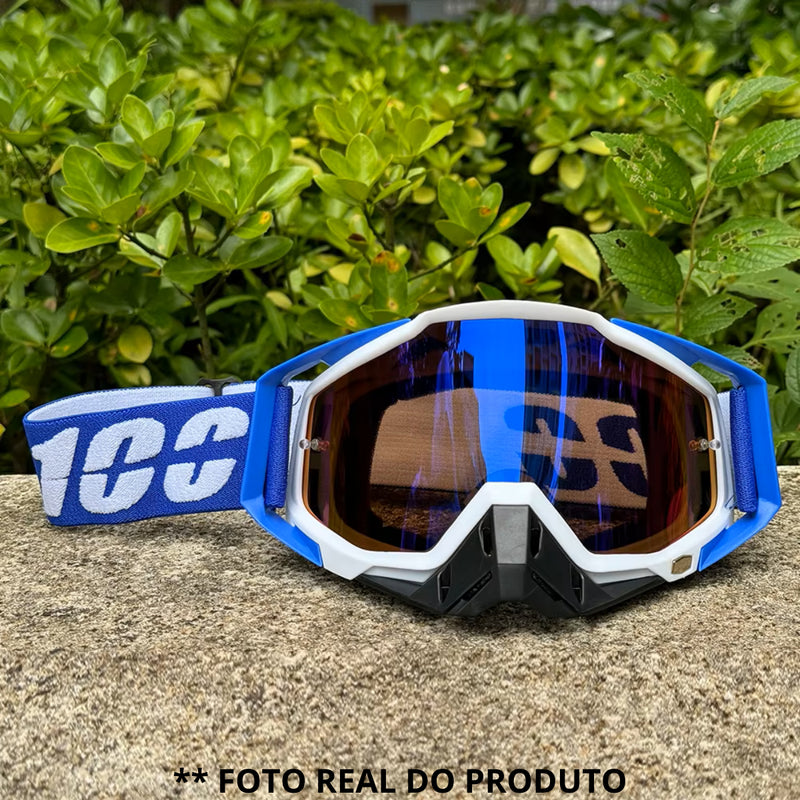 Óculos Motocross Enduro Trilha 100 Importado Lente Espelhada