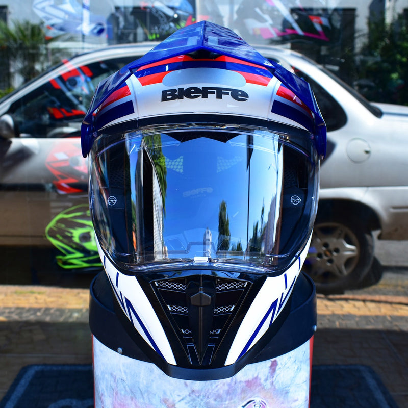 Capacete Masculino Bieffe B-trail Defender Branco Moto Pala