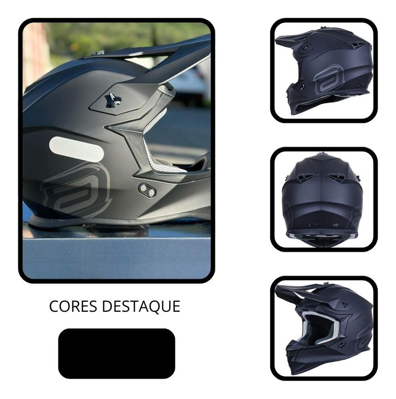 Capacete Asw Motocross R3 Solid Preto