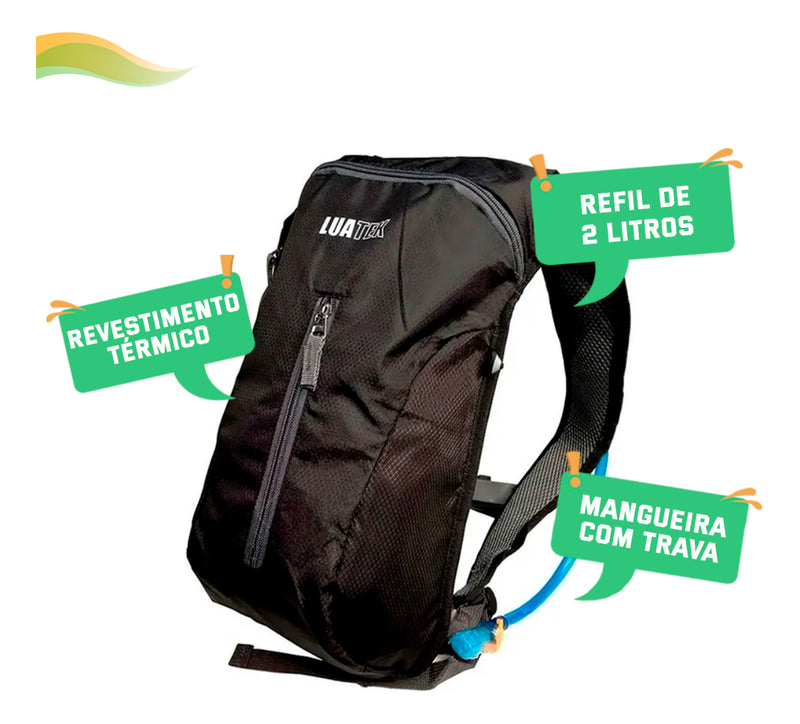 Mochila De Hidratação Impermeável C/ Refil 2 Litros Bike Mtb Cor Preto Desenho do tecido Liso