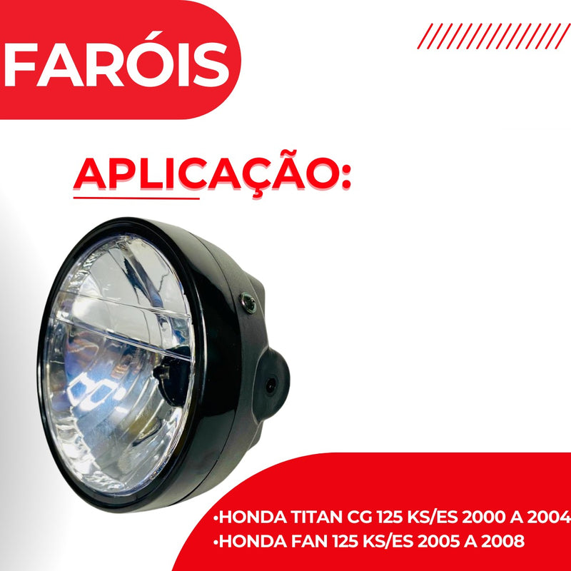 Farol + Carcaça + Aro Honda Cg Fan 125 2005 2006 2007 2008