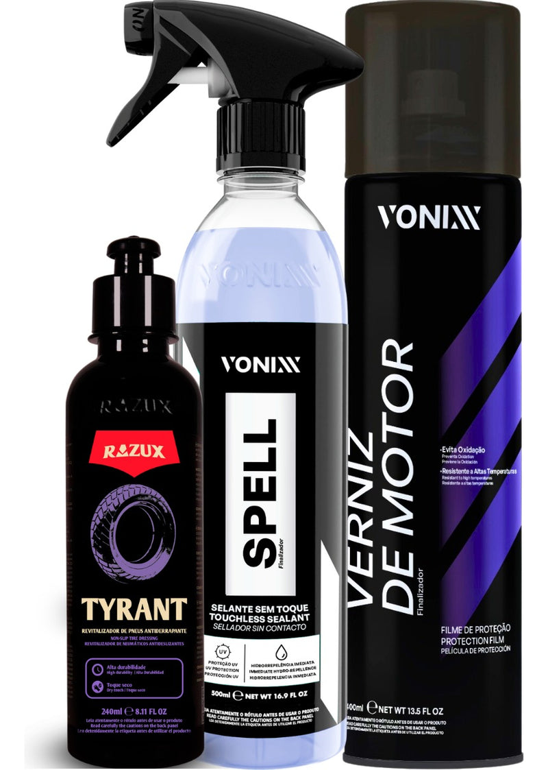 Kit Limpeza De Moto Tyrant Spell Verniz De Motor Aerossol