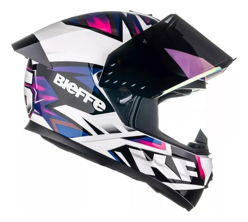 Capacete Bieffe B-12 Kf Branco Perolado Roxo