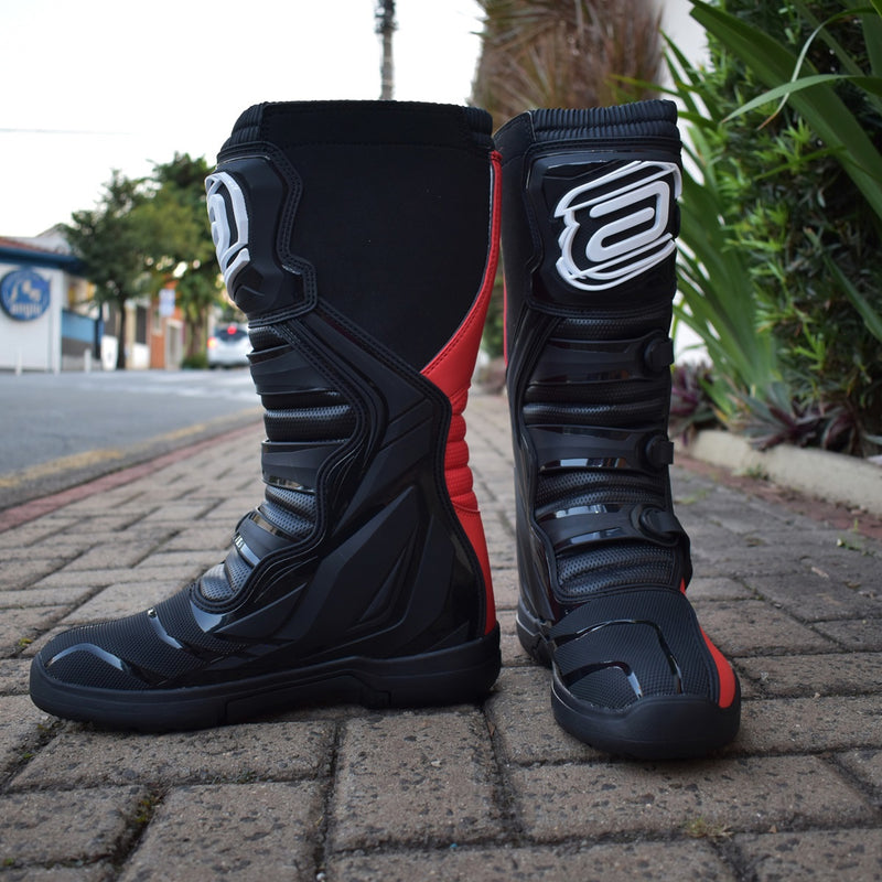 Bota Asw Image Enduro Preto Vermelho Cross Motocross Trilha