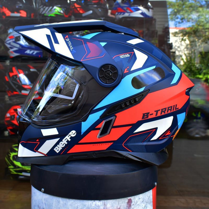 Capacete Masculino Bieffe B-trail Conquest Azul Fosco Moto