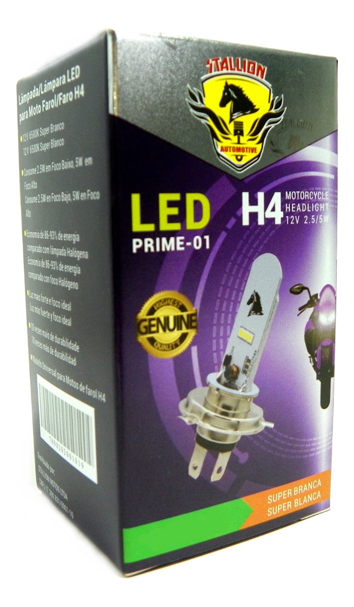 1 Lampada Moto H4 Super Led  Efeito Xenon 8000k Cg Ybr Cb