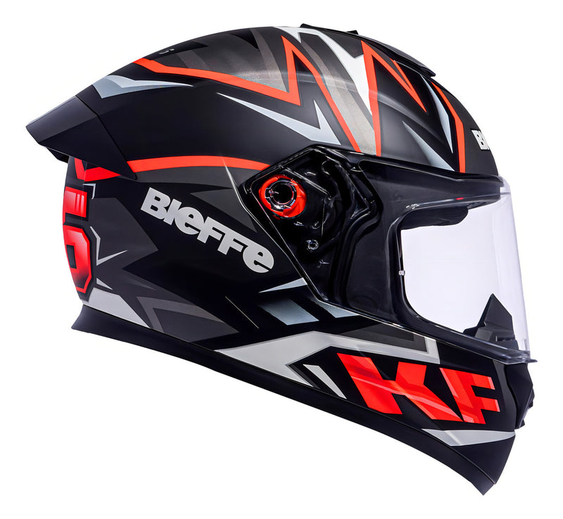 Capacete Bieffe B12 Kf Preto + Viseira Espelhada Aerofolio Cor Preto/Vermelho Tamanho do capacete 56