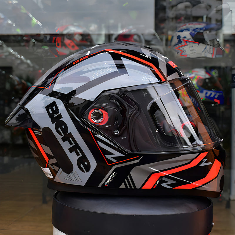 Capacete Bieffe B12 Phanton Esportivo Preto Moto Aerofolio Cor Preto/Vermelho Brilho Tamanho do capacete 58