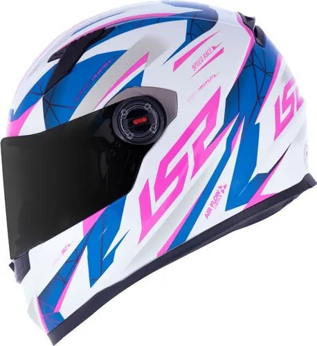 Capacete Ls2 Classic Draze Blue/pink Integral Motociclista