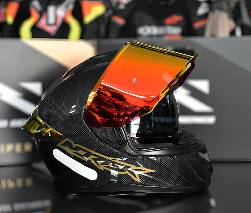 Capacete Norisk Viper Gt Snake Carbon Dourado Fxm Cor Preto/Dourado Tamanho do capacete 56