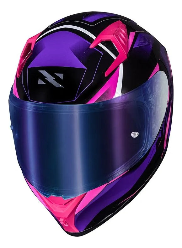 Capacete Norisk Flow Pulse Roxo Rosa Com Spoiler + Viseira