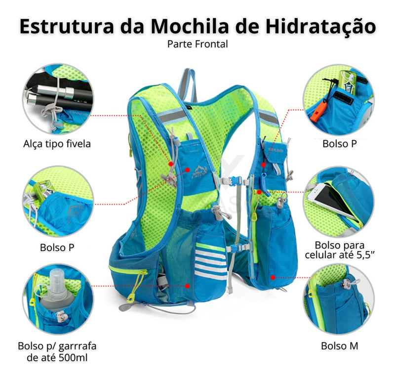 Mochila Hidratação Térmica Impermeável C/ Bolsa De Água 1,5l