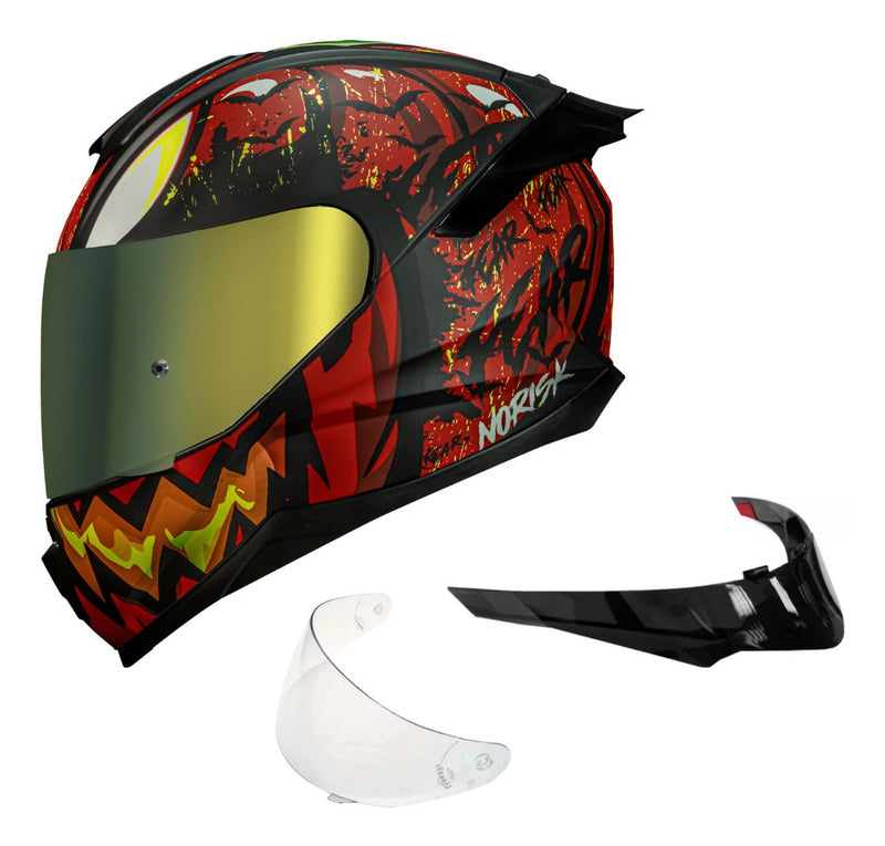 Capacete Norisk Razor Halloween Com 2 Viseiras + Spoiler