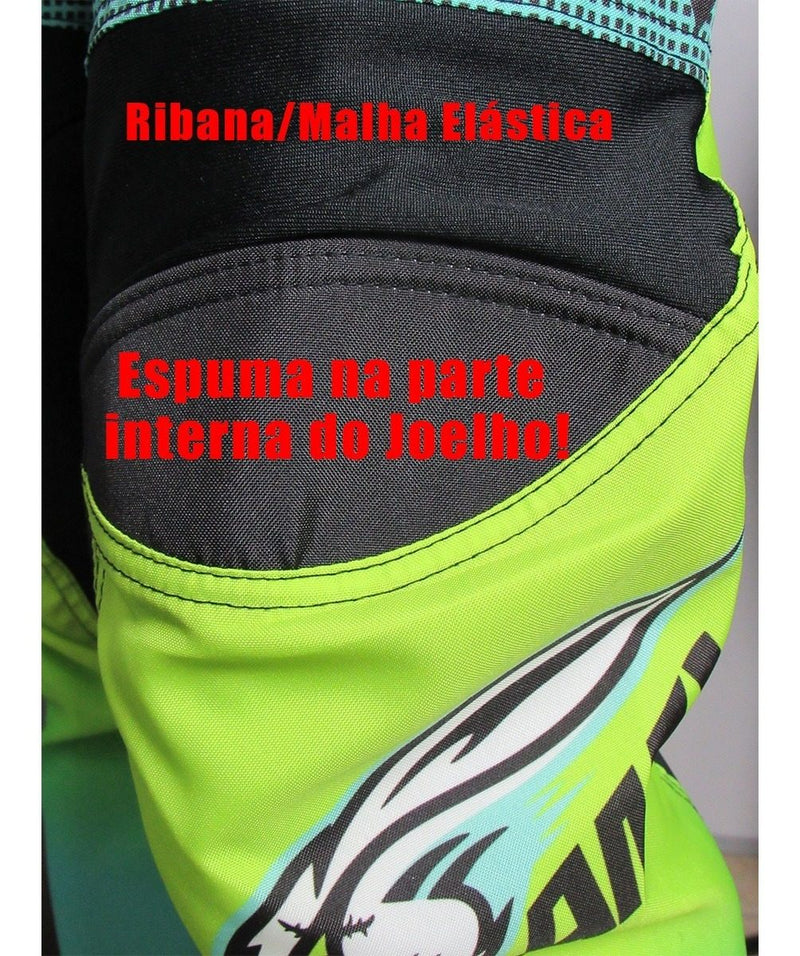 Conjunto Roupa Calça Camisa Motocross Trilha Neon C/bolso