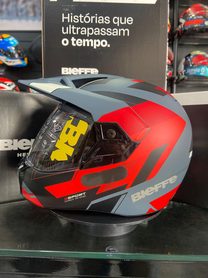 Capacete Bieffe 3 Sport React Vermelho/cinza-fosco Novo