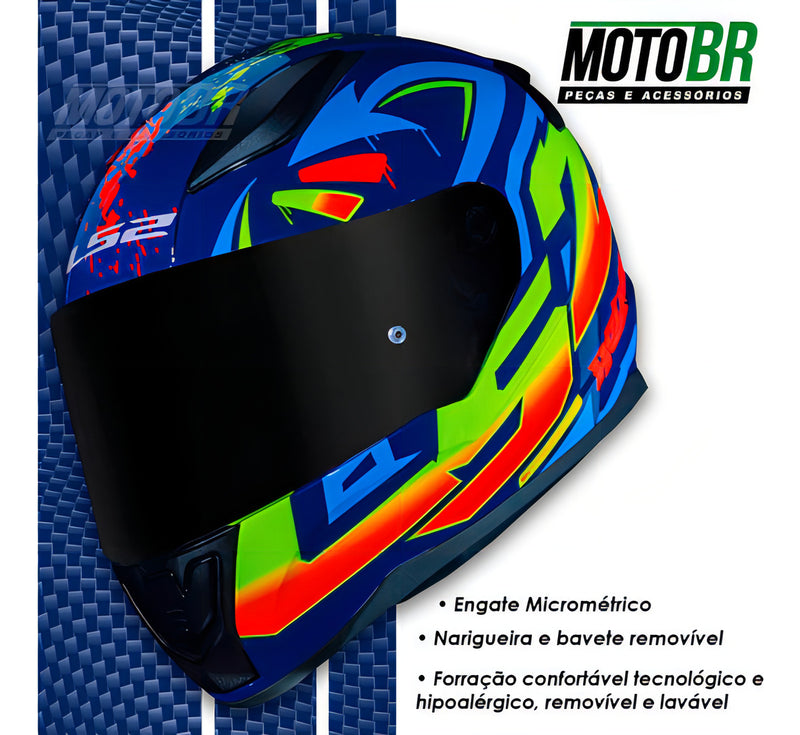 Capacete Ls2 Ff353 Tagline Amarelo/ Azul Brilho