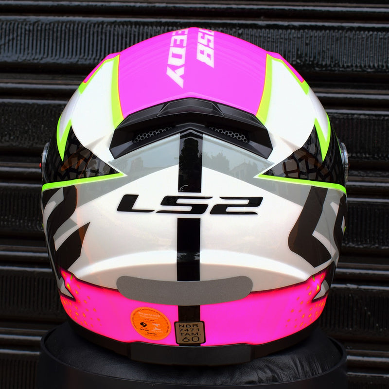 Capacete Feminino Ls2 Ff358 Speedy Branco Rosa Fechado Moto