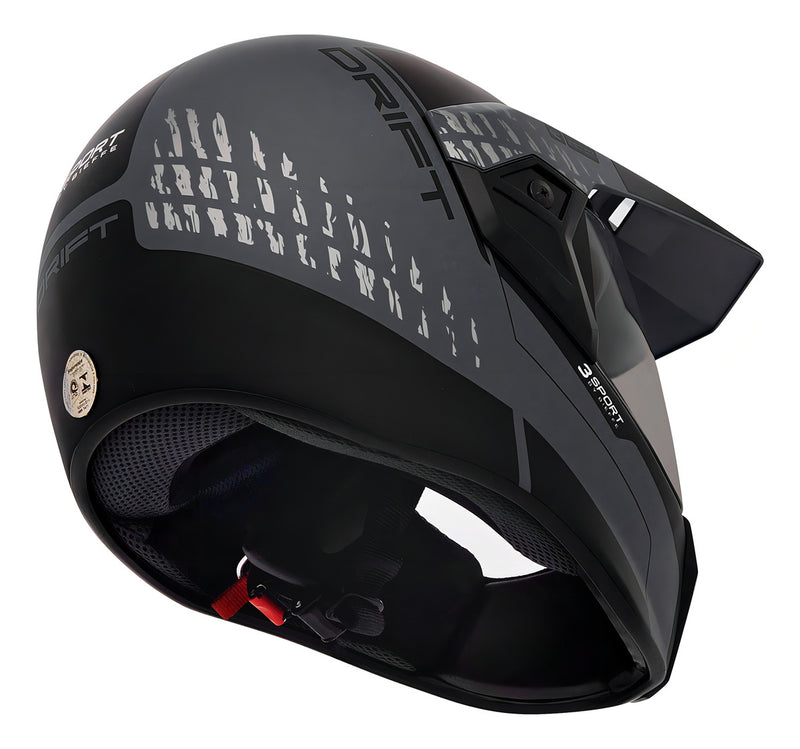 Capacete Bieffe 3 Sport Drift Preto Fosco Grafite Motocross Tamanho do capacete 60