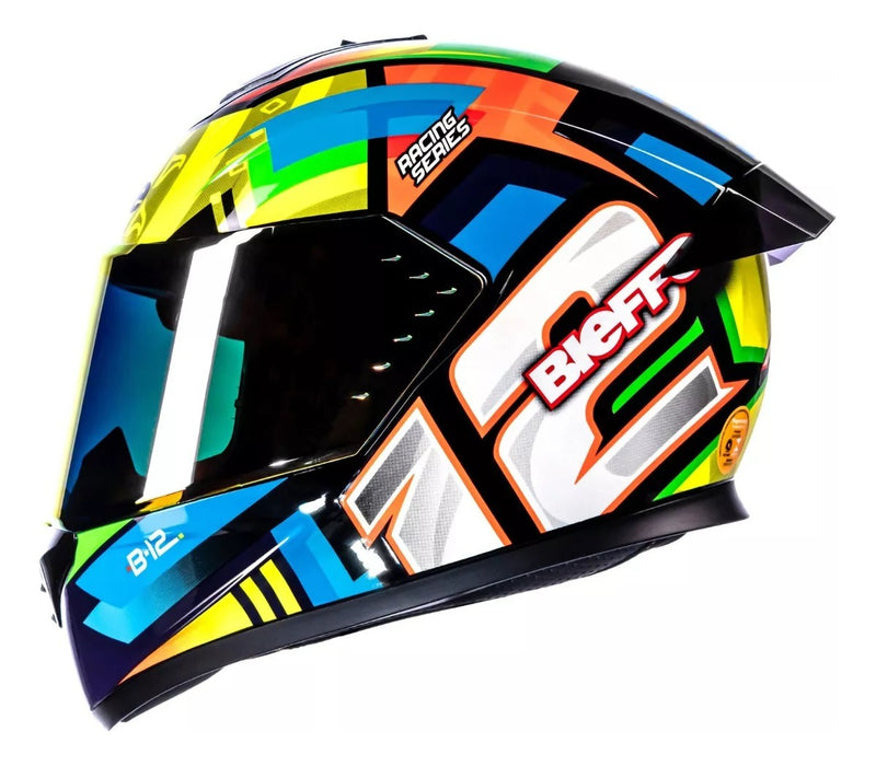 Capacete Bieffe B-12 Aragon Com Viseira Colorida + Aerofolio